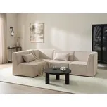 Modulární čtyřmístná pohovka s taburetem krémově bílý manšestr levostranná moderní design Beliani