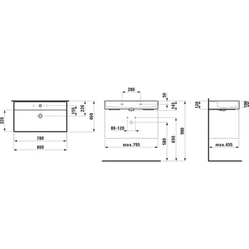 Umyvadlo Kartell LAUFEN - umyvadlo (H810336) Barva: Bílá, Provedení: s 3 otvory pro baterii