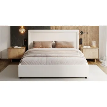 Postel Čalouněná postel NOBILE 180x200 Bílá Paris s úložným prostorem kovový rošt