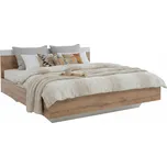 Manželská postel, 160x200, dub wotan / bílá, GABRIELA