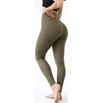 Dámské legíny Vroubkované dámské olivové legíny, VELIKOST S