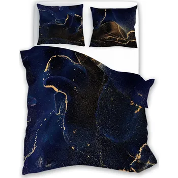Povlečení Bavlněné saténové povlečení NOBILE 015 220x200 cm + 2x 70x80 cm tmavě modré