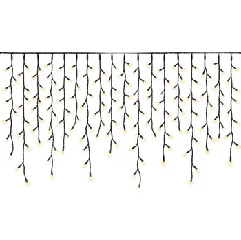 LED páska DECOLED Easy Fix venkovní LED rampouchy světelné 300 × 90 cm, teple bílá, 174 diod, černý kabel IP67, prodlužovací