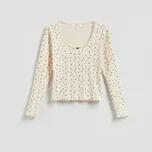 Reserved - Bavlněné tričko s dlouhými rukávy - krémová - 129JX-01X - 129JX-01X-XL