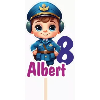 Party dekorace Personalizovaný zápich Pilot pro děti se jménem 01 130 mm