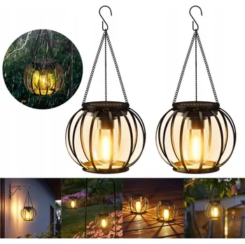 Venkovní osvětlení 2x SOLÁRNÍ ZAHRADNÍ LED LAMPION ZÁVĚSNÝ VENKOVNÍ LUCERNA