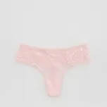 Reserved - Kalhotky typu tanga s krajkou - pastelově růžová - 818HQ-03X - 818HQ-03X-XS