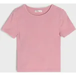 Sinsay - Žebrované tričko s krátkým rukávem - růžová - 574II-30X - 574II-30X-146