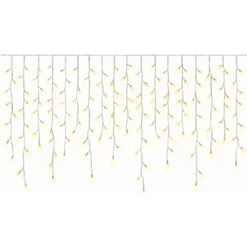 LED páska DECOLED Easy Fix venkovní LED rampouchy světelné 300 × 90 cm, teple bílá, 174 diod, bílý kabel IP67, prodlužovací