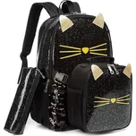 Jasmine Dívčí školní batoh set 3v1 Flitrová kočička 25L Jasminestar 1046-3