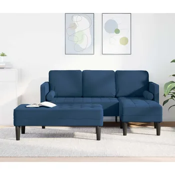 Zahradní sestava vidaXL Set pohovek s polštářem 2 pcs Modrá Polyester [3329259]