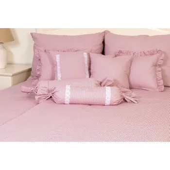Povlečení Podpěrová s.r.o. Krepové povlečení PROUŽKOVANÉ růžové Velikost: 200x200 cm (1 ks), 70x90 cm (2 ks) ŠEV na peřině