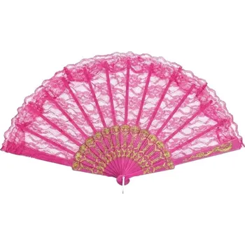 Karnevalový doplněk Vějíř krajkový - růžový