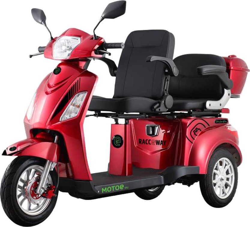 Elektrický tříkolový vozík RACCEWAY® VIA LUX DUO, červený