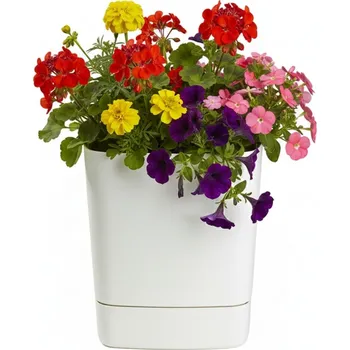 Květináč PLASTOVÝ KVĚTINÁČ CUBI 30X33 CM KRÉMOVÁ