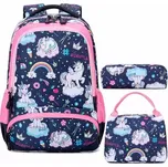 Meiso Dívčí školní batoh set 3v1 Jednorožec dreams Modrý 17L Meisohua 97k-cube