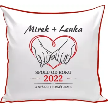 Polštář Polštář pro páry - Spolu od roku a stále pokračujeme - červená zadní strana