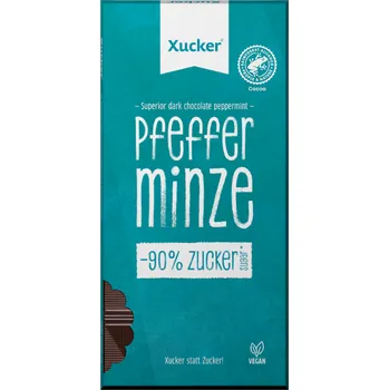 Protein Xucker Veganská tmavá čokoláda s peprmintem 80 g