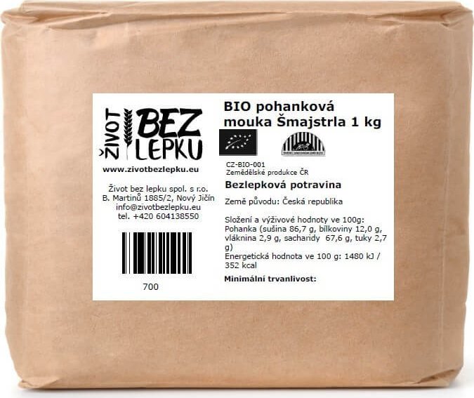 Život bez lepku BIO pohanková mouka Šmajstrla 1 kg