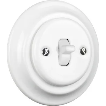 vypínač Elhard Kulatý keramický vypínač s páčkou č.6, bílý - kompletní