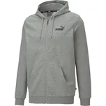 PUMA Pánská mikina s kapucí Essentials Small Logo Full-Zip PUMA Medium Gray Heather S ČERNÁ|ŠEDÁ