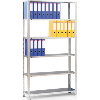 Prodejní regál B2B Partner Regál na šanony COMPACT, 2500 x 1000 x 300 mm, šedý, základní