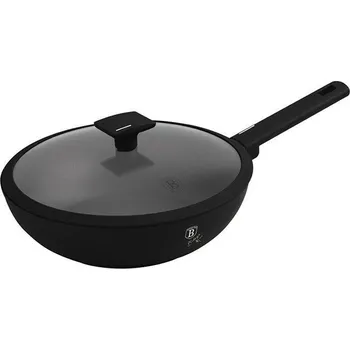 Pánev BERLINGERHAUS Pánev WOK s titanovým povrchem a poklicí 28 cm Matte Black Collection BH-8181
