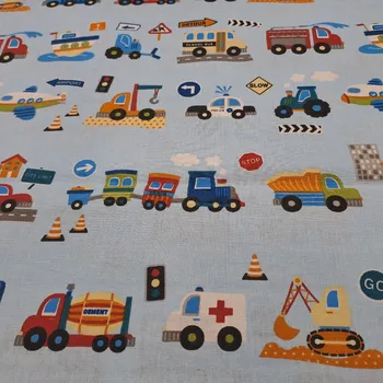 Pro útulný domov bavlněná látka DOPRAVNÍ AUTA NA MODRÉ