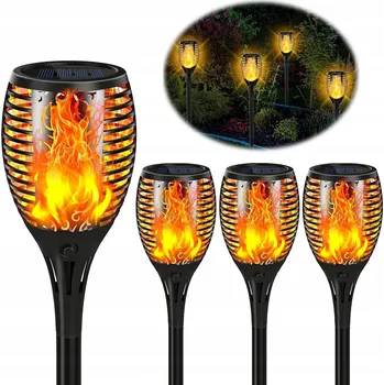 Venkovní osvětlení 4x Solární Zahradní Lampa Pochodeň LED Plamen Světla do zahrady SADA