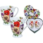 Carmani® Hrnek 350 ml - Laura Lozano "Macešky" - sada 2 ks v srdci