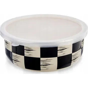 SMALTOVANÁ MÍSA S VÍKEM NÁDOBA NA POTRAVINY SALÁTOVÁ MÍSA ŠACHOVNICE