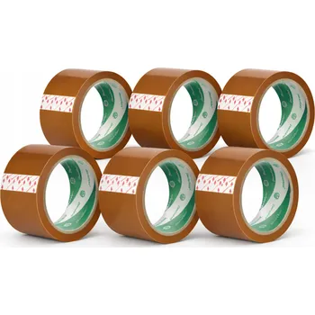 Lepicí páska LEPICÍ PÁSKA BALICÍ 48mm SILNÁ HNĚDÁ 6 Ks PRŮHLEDNÁ AKRYLOVÁ 100m