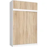 Šatní skříň s posuvnými dveřmi a nástavcem MONO CLP 150 cm bílá/dub sonoma