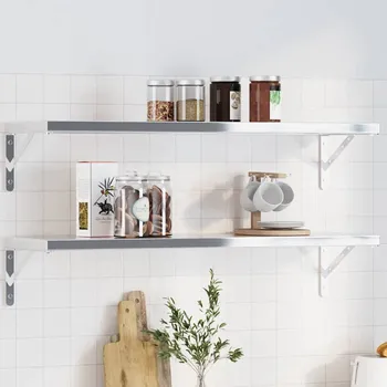 police zahrada-XL Policové držáky 4 ks 30 x 2,5 x 15,5 cm stříbrné nerezová ocel 30299