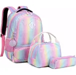 Meiso školní batoh set 3v1 Rainbow s bambulí 17L Meisohua 97k-cube