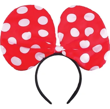 Karnevalový doplněk Čelenka velká mašle s puntíky červená