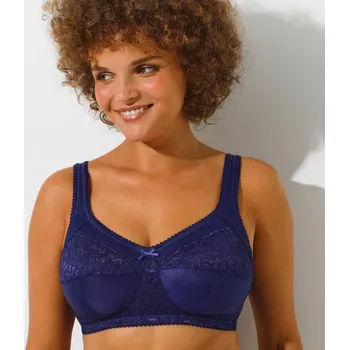 Podprsenka Podprsenka s vysokou oporou z úpletu a krajky, bez kostic nám.modrá 95F