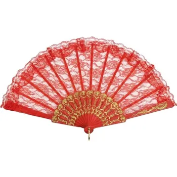 Karnevalový doplněk Vějíř krajkový - červený