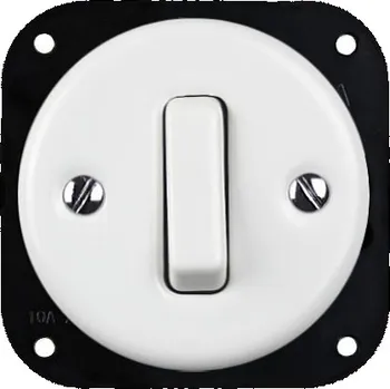 vypínač Elhard Kulaté keramické tlačítko s kolébkou č.1/0, bílé