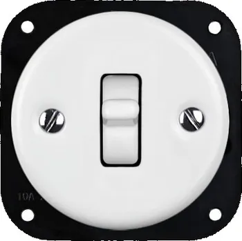 vypínač Elhard Kulatý keramický vypínač s páčkou č.6, bílý