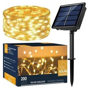 Vánoce LED řetěz Nano - 22m, 200LED, 8 funkcí, solar, IP44, teplá bílá