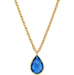 Zlatý náhrdelník 585 s modrou zirkonií ve tvaru kapky pro ženu