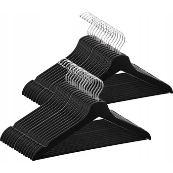 Věšák Věšák na oblečení Springos dřevěný černý 30 ks