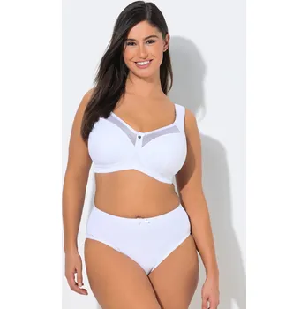 Podprsenka Ulla Popken, Plus size Odlehčující podprsenka Kelly, síťované okraje, bez kostic, do velikosti košíčku H pro plnoštíhlé nadměrná velikost, 715577200-1094, bílý, 105D, Nadměrné velikosti, Plus size oblečení, Oblečení pro boubelky, Oblečení pro baculky, Obl