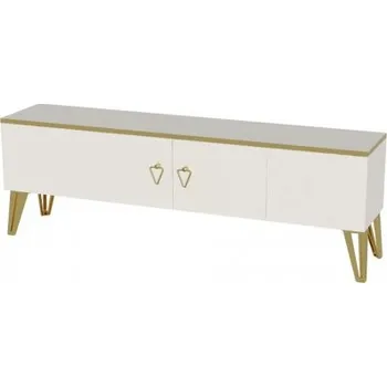 Komoda Televizní stolek Caprice, 150 x 50 x 31,4 cm, bílo/zlatý - B ASIR
