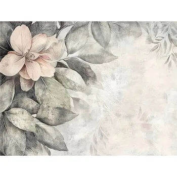 Fototapeta FOTOTAPETA LISTY VINTAGE KVĚTY BETON DO LOŽNICE OBÝVACÍHO POKOJE TAPETA 350x250