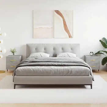 Noční stolek vidaXL Noční stolky 2 ks 40 x 35 x 47,5 cm kompozitní dřevo [827275] Barva: Betonová šedá