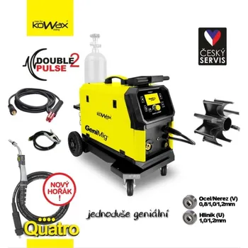 Svářečka Kowax Svařovací stroj GeniMig 270 Double Pulse Varianta setu: Svařovací stroj + hořák 240A/4m Quattro + svařovací kabely 3m + příslušenství viz popis