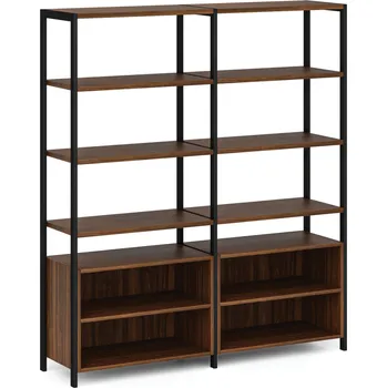 Kancelářská sestava Dvojitá policová stěna HOME OFFICE s policovou skříňkou, černá/ořech