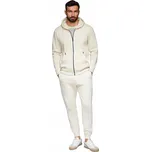 Tepláková souprava krémová mikina na zip kapuce joggery V11 Z119 vel. L